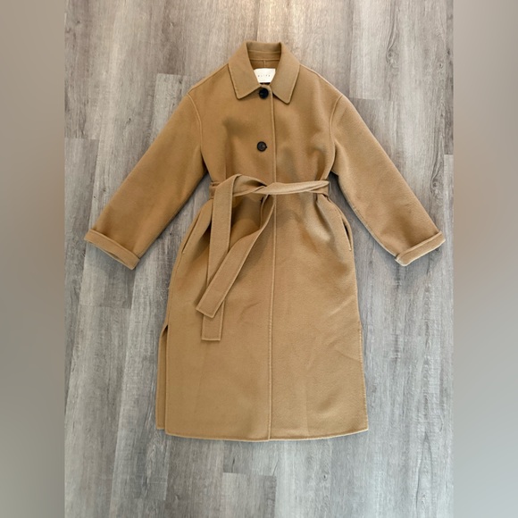 Olive UK Classic Tan Camel Wool Trench Coat with Belt - Picture 6 of 13